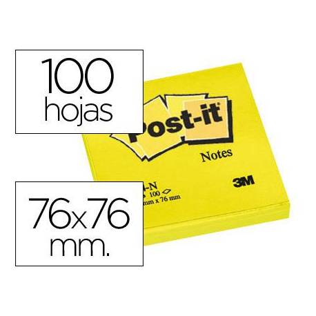 Post-it ® Bloc quita y pon amarillo neon 76 x 76 mm
