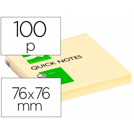 Bloc de notas adhesivas quita y pon q-connect 76x76 mm con 100 hojas amarillas
