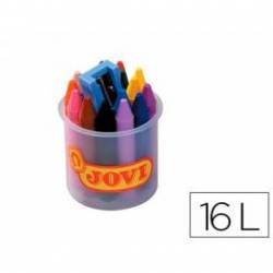 Lapices cera Jovi bote 16 unidades colores surtidos con sacapuntas