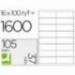 Etiquetas Adhesivas marca Q-Connect 105 x 37 mm kf10654 fotocopiadora laser ink-jet caja con 100 hojas din a4. 