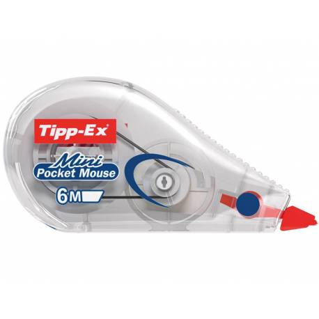 Tipp-Ex Cinta Correctora Mini Pocket Mouse – Óptimo para Material Escolar -  6 m x 5 mm, Pack de 2+1, Color Blanco