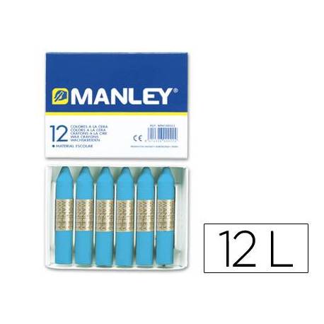 Lapices cera blanda Manley 12 unidades color azul celeste