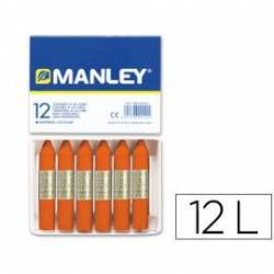 Lapices cera blanda Manley caja 12 unidades color naranja