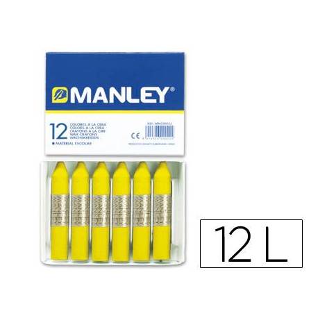 Lapices cera blanda Manley 12 unidades color amarillo limon