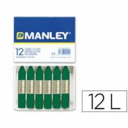 Lapices cera blanda Manley caja 12 unidades color verde esmeralda