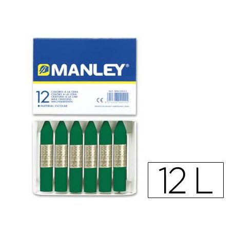 Lapices cera blanda Manley caja 12 unidades color verde esmeralda