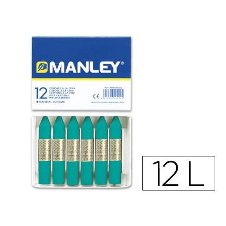 Lapices cera blanda Manley caja 12 unidades color verde azulado