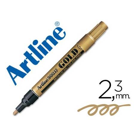 Rotulador Artline marcador permanente tinta metalica EK-900 color oro punta redonda 2.3 mm.