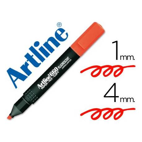 Rotulador Artline fluorescente EK-660 punta biselada color rojo