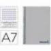 CUADERNO ESPIRAL LIDERPAPEL A7 MICRO WONDER TAPA PLASTICO 100H 90 GR CUADRO 5MM 4 BANDAS COLOR GRIS