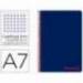 CUADERNO ESPIRAL LIDERPAPEL A7 MICRO WONDER TAPA PLASTICO 100H 90 GR CUADRO 5MM 4 BANDAS AZUL MARINO