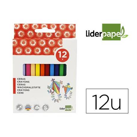 Caja lápices cera de 12 colores Liderpapel
