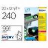 ETIQUETA ADHESIVA AVERY POLIESTER COLOR BLANCO PARA IMPRESORA LASER 99,1X42,3 MM CAJA DE 240 UNIDADES