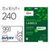 ETIQUETA ADHESIVA AVERY COLOR BLANCA PERMANENTE RECICLADA 100% PARA IMPRESORA LASER 99,1X33,9 MM CAJA DE 240