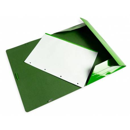 CARPETA PLÁSTICO TRANSPARENTE GOMAS SOLAPAS VERDE