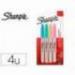 ROTULADOR MARCA SHARPIE PERMANENTE FINO BLISTER 4 UNIDADES COLORES PASTEL SURTIDOS