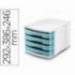 FICHERO CAJONES DE SOBREMESA MARCA CEP PROTECT ANTIBACTERIANO 4 CAJONES COLOR BLANCO/VERDE AGUA 292X386X246 MM