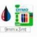 CINTA MARCA DYMO 3D 9MM X 3MT PARA ROTULADORA OMEGA/JUNIOR COLOR AZUL/NEGRO/ROJO BLISTER 3 UNIDADES