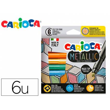 ROTULADOR MARCA CARIOCA METALLIC PUNTA 6 MM COLORES SURTIDOS