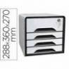 FICHERO CAJONES DE SOBREMESA CEP CON CERRADURA 4 CAJONES COLOR BLANCO/NEGRO 288X360X270 MM