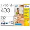 ETIQUETA ADHESIVA AVERY PAPEL COLOR BLANCO RECICLADO PARA ARCHIVADOR 192X61 MM LASER PACK DE 400 ETIQUETAS