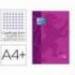 Recambio color 1 oxford din a4+ 80 hojas 90 gr cuadro 5 mm 4 taladros color morado.