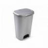 PAPELERA CONTENEDOR PLASTICFORTE DE PLASTICO CON TAPADERA Y PEDAL 50 LITROS COLOR PLATA 410X360X635 MM