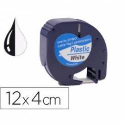 Cinta Letratag Q-Connect 12mm x 4mt color negro-blanco perla para maquina