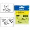 BLOC DE NOTAS ADHESIVAS QUITA Y PON MILAN 76X76 MM REMOVIBLE PLASTICO TRANSLUCIDO COLOR AMARILLO FLUOR 50