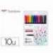 ROTULADOR MARCA TOMBOW PUNTA PINCEL DUAL FUDENOSUKE PUNTA DURA TINTA BASE DE AGUA ESTUCHE DE 10 UNIDADES COLORES SURTIDOS