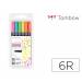 ROTULADOR TOMBOW PUNTA PINCEL DUAL FUDENOSUKE PUNTA DURA TINTA BASE DE AGUA ESTUCHE DE 6 UNIDADES COLORES SURTIDOS