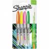 ROTULADOR MARCA SHARPIE PERMANENTE FINO NEON BRILLA BAJO LUZ UV BLISTER DE 4 UNIDADES COLORES SURTIDOS