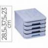 FICHERO CAJONES DE SOBREMESA FAIBO PLASTICO 100% RECICLABLE 4 CAJONES COLOR AZUL PASTEL 28,5X37,5X23 CM