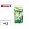 ROTULADOR MARCA EDDING 21 MARCADOR PERMANENTE ECOLINE 90% RECICLADO BOLSA 4 COLORES SURTIDOS PUNTA REDONDA 1,5-3