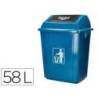 PAPELERA CONTENEDOR MARCA Q-CONNECT PLASTICO CON TAPA DE BALANCIN 58 LITROS 470X330X760 MM AZUL
