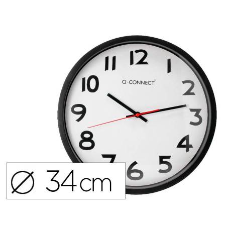 Reloj de pared plastico 38 cm marco negro