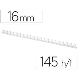 Canutillo marca q-connect redondo 16 mm plastico blanco capacidad 145 hojas caja de 50 unidades
