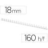 Canutillo marca q-connect redondo 18 mm plastico blanco capacidad 160 hojas caja de 50 unidades