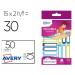 ETIQUETA MARCA AVERY PARA BOLIGRAFOS Y LAPICES AZUL Y VERDE 50X10 MM BLISTER DE 30 UNIDADES