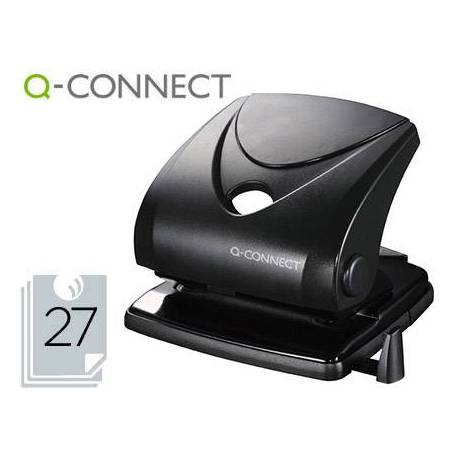 Taladrador q-connect kf01235 color negro abertura 2,7 mm capacidad 27 hojas.