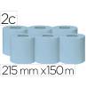PAPEL SECAMANOS MARCA BUNZL GREENSOURCE 2 CAPAS CELULOSA RECICLADA AZUL 215 MM X 150 MT PAQUETE DE 6 ROLLOS