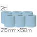 PAPEL SECAMANOS MARCA BUNZL GREENSOURCE 2 CAPAS CELULOSA RECICLADA AZUL 215 MM X 150 MT PAQUETE DE 6 ROLLOS