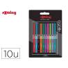 ROTULADOR MARCA ROTRING FINELINER PUNTA METALICA 0,4 MM PACK DE 10 COLORES SURTIDOS