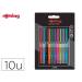 ROTULADOR MARCA ROTRING FINELINER PUNTA METALICA 0,4 MM PACK DE 10 COLORES SURTIDOS