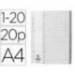 SEPARADOR NUMERICO MARCA Q-CONNECT PLASTICO 1-20 JUEGO DE 20 SEPARADORES DIN A4 MULTITALADRO