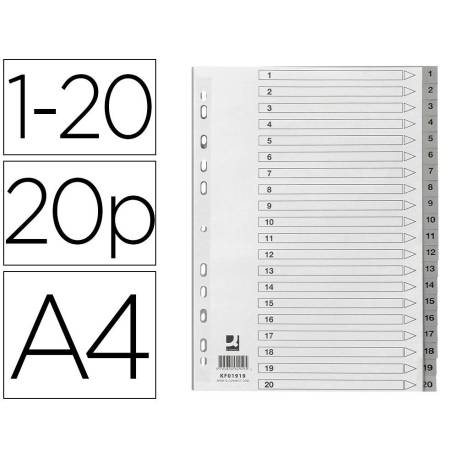 Separador Q-Connect Numerico 1-20 A4 multitaladro