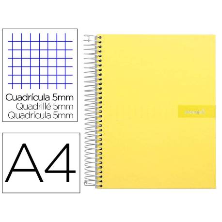 Bloc Liderpapel Din A4 micro crafty cuadrícula 5mm 5 bandas 4 taladros tapa forrada 90 gr 120 hojas amarillo