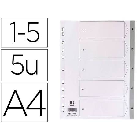 Separadores de plastico Q-Connect numericos multitaladro DIN A4