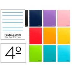 Cuaderno espiral marca Liderpapel cuarto smart Tapa blanda 80h 60gr Pauta 3,5mm Con margen Colores surtidos (no se puede elegir)