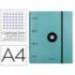 CARPETA CON RECAMBIO LIDERPAPEL ANTARTIK A4 CUADRO 5MM FORRADA 4 ANILLAS 40MM REDONDAS COLOR MENTA